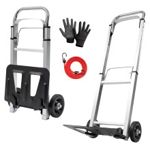 MoverX 90kg Hand Truck with Gloves and Bungee rope included Folding Aluminium Sack Truck Multi Purpose Heavy Duty Foldable Trolley on Wheels