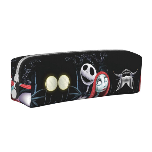 Θήκη για στυλό Nightmare Before Christmas, μαύρη δερμάτινη θήκη με φερμουάρ, συμβατή με στυλό