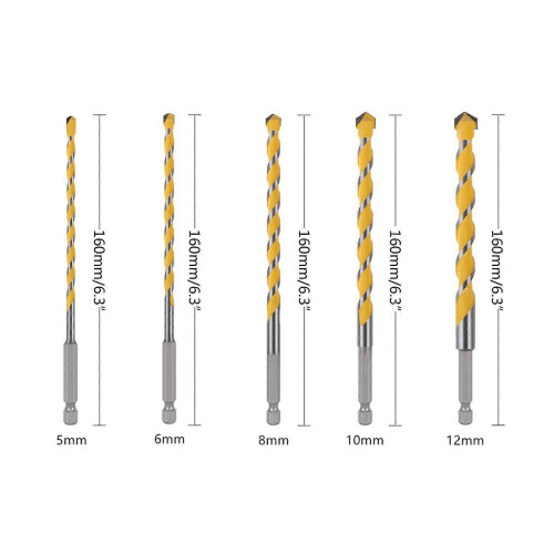 (5mm) Premium Industrial Alloy Drill Bits 5/6/8/10/12mm Multipurpose Durable Set 2