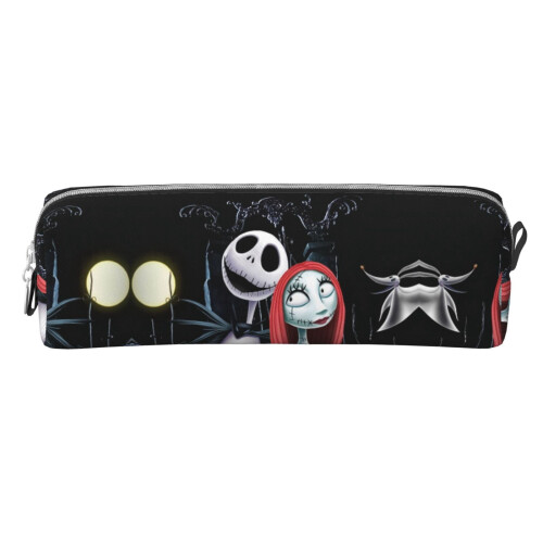 Θήκη για στυλό Nightmare Before Christmas, μαύρη δερμάτινη θήκη με φερμουάρ, συμβατή με στυλό 1