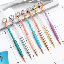 Pink Season kuglepen glitter halvtransparent aftagelig udskiftelig refill gaver bærbar stor rhinsten top skrivepen studerende forsyninger