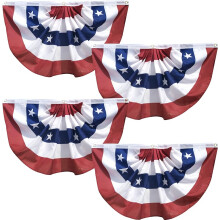 Bandierine a ventaglio plissettate americane da esterno, 90x45 cm - Bandierine patriottiche statunitensi - 4 luglio - Memorial Day - Bandierine per