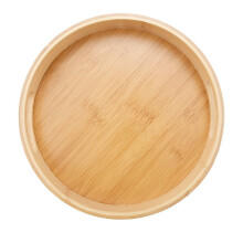 Bandeja redonda de bambú para servir, ideal para cenas, bares de té, desayunos y como recipiente para alimentos. Asa de almacenamiento.