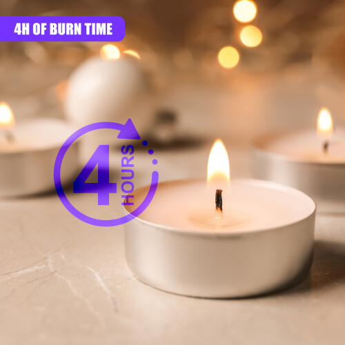 GEEZY GEEZY Tealight Candles 50 Pack Unscented White Small Candle Multipack 4 Hour Burn Time 1