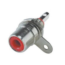 AC1020R - RCA KONEKTOR, CHMT SOL, ČERVENÝ, PLECHOVÝ (2 ks/balení)