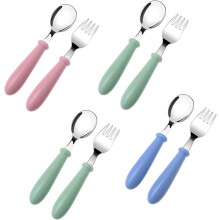 Couverts pour tout-petits (fourchettes et cuillères), couverts en acier inoxydable pour bébé avec boîte de rangement, vaisselle pour