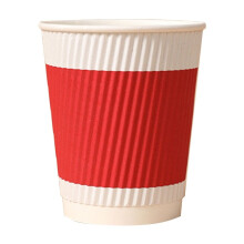 Juego de 20 vasos de papel desechables con rayas rojas, diseño corrugado, aislantes del calor y a prueba de quemaduras, ideales para café y bebidas