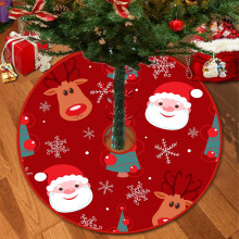Jupe de sapin de Noël rouge flocon de neige 91 cm, décoration de Noël en peluche douce, motif renne, cadeau d'anniversaire, liquidation