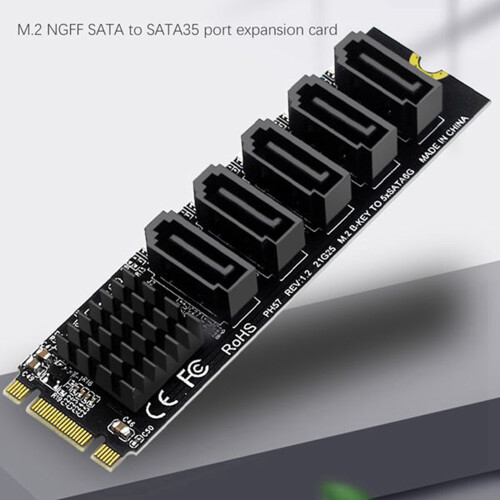 Κάρτα επέκτασης M.2NGFF B-Key SATA Change5Port, Κάρτα επέκτασης 6Gbps, JMB585, Chipset 2