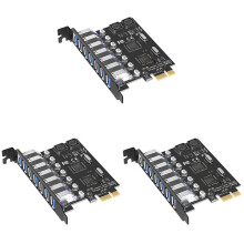 3x USB 3.0 PCI-E uitbreidingskaartadapter, 7-poorts hubadapter, externe controller, PCI-E extender, PCI Express-kaart