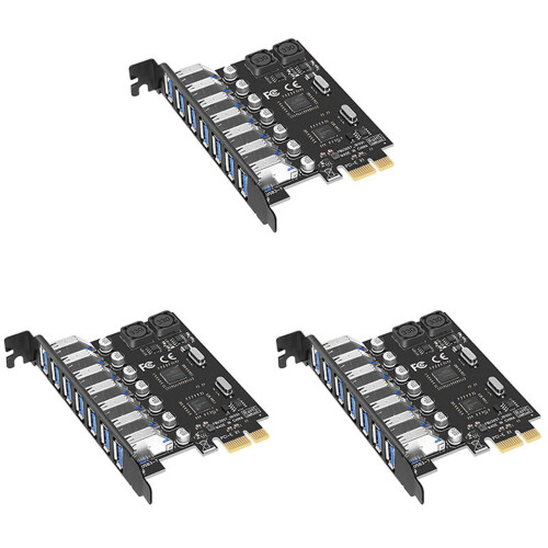 3X Προσαρμογέας κάρτας επέκτασης USB3.0PCI-E Προσαρμογέας διανομέα 7 θυρών Εξωτερικός