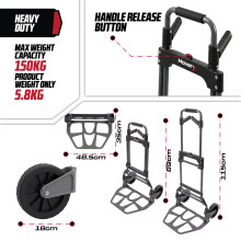 MoverX 150kg Sack Truck Heavy-Duty Folding Aluminium Hand Truck