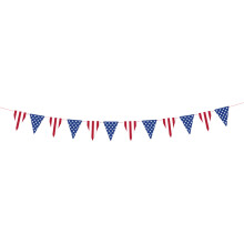 Guirnalda de papel con la bandera estadounidense patriótica - Guirnalda triangular rectangular preensamblada para decoración del hogar, fiestas y