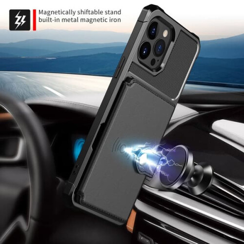 Capa com vários slots compatível com iPhone 14 Pro Max, preta. 1