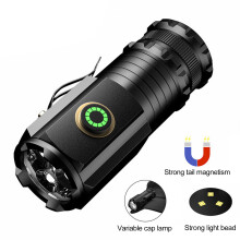 Hariumiu Taschenlampe, wasserdicht, freihändig, mit Magnetfuß, Clip, 5 Leuchtmodi, wiederaufladbarer Akku, tragbar für Outdoor-Camping, Notfälle