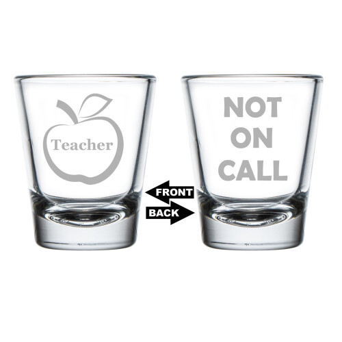Verre à shot 50 ml (1,75 oz) à deux compartiments - Thème : Professeur indisponible (humour)