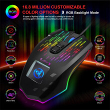 Spelmus med skärm, 6400 DPI RGB-bakgrundsbelysning, spelmöss för PC, mus