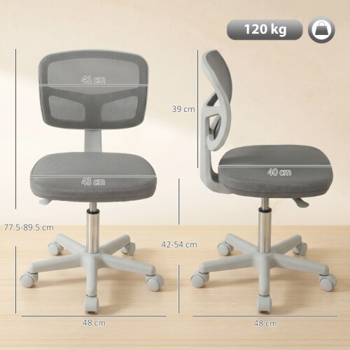 (DARK GREY, Mesh) Ergonomic Mesh Office Chair, Dark Grey, Armless 2