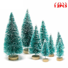 12 ks mini vánoční ozdoba na stromeček malá umělá borovice sisal sněhová krajina vánoční stromky vánoční stolní dekorace navidad