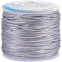 2 mm Metallic-Kordel, 54 Yards (ca. 40 m), silbernes Lametta-Gummiband für Weihnachtsschmuck, Schmuckherstellung, Geschenkverpackung, kompatibel mit