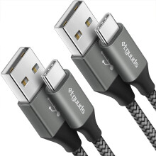 [Pacáiste 2, 3 troigh] Cábla USB C Muirear Tapa 3A, Corda Luchtaire USB A go Cineál C Fíodraithe Comhoiriúnach le Samsung Galaxy