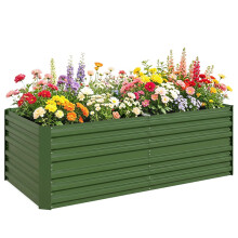 Raised Beds for Garden, Galvanised Steel Outdoor Planters with Multi-reinforced Rods, 180 x 90 x 59 cm, Green
