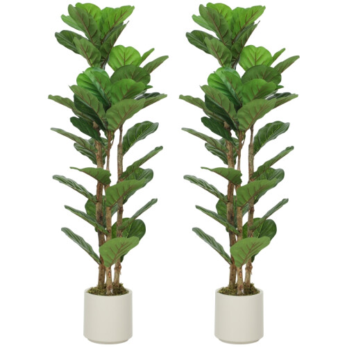 2x Artificial Fiddle Leaf Fig Trees - 120cm