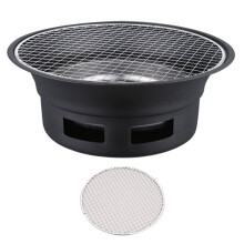 Barbecue rond d'extérieur sans fumée en acier inoxydable, barbecue commercial, barbecue au charbon de bois, noir
