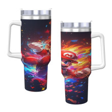 Pahar termoizolant din oțel inoxidabil Mario, 40 oz H2.0, cu capac și pai, pentru apă, ceai cu gheață sau cafea, smoothie