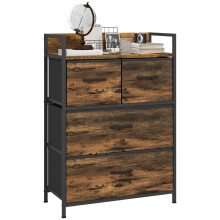 (Rustic Brown, Fabric) Rustic Chest of Four Fabric Drawers - Rustic Brown