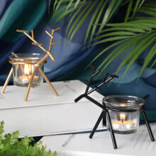Staron Rentier-Teelichthalter, stehende Vintage-Kerzenhalter aus Eisen und Metall in Rentierform, Weihnachtsdekoration