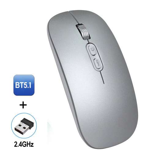 Mouse da gioco wireless Bluetooth a 2,4 GHz, mouse da gioco ottico USB wireless, 1600 DPI, ricaricabile, silenzioso. 2