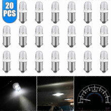 Uudet 20 kpl 12 V BA9S LED-kojelaudan valoja auton mittaristoon - kirkas, puhtaan valkoinen yhteensopiva
