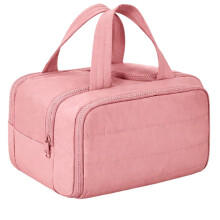 Resvågsbag med bred öppning, Multi-fack kosmetikorganisatör med handtag, Rosa, ca