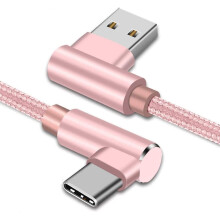 Cábla USB C Uillinn Dhíreach, Cábla Cineál C 90Céim, Cábla Sioncrónaithe Muirir Thapa USB Braidithe Cineál C le Corda Fada do Réaltra S22