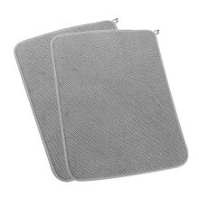 Lot de 2 tapis égouttoirs en microfibre absorbante, 38 x 50 cm, gris, compatibles avec les plans de travail, idéaux pour un premier appartement ou
