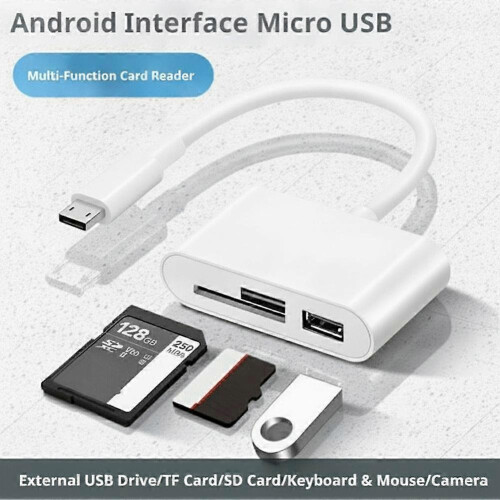 Type-C 3-in-1 kaartlezer OTG-adapter SD TF U-schijf wit 1