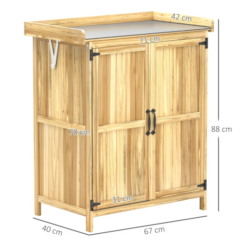 Fir Wood Shed 43x74cm with Metal Worktop 2