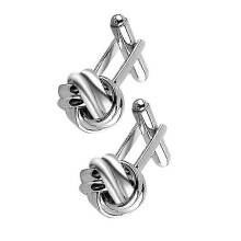 1 Pair Knot Cufflinks Shirt Cuff Links Unique Business Wedding Gift for Men (Silver)