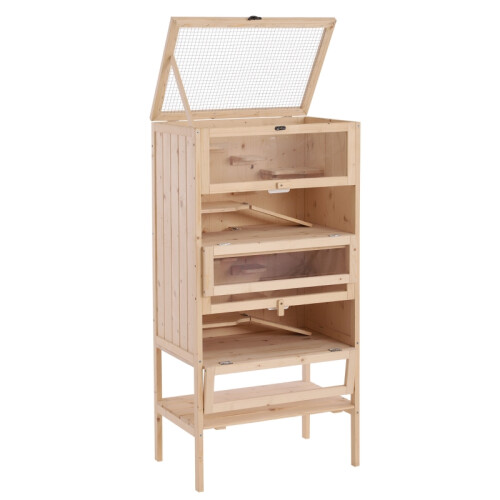 Wooden 4-Layer Hamster Cage with Storage Shelf