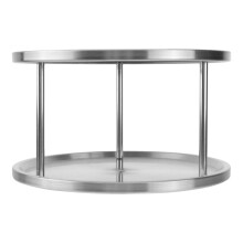 Plato de aperitivos de 2 niveles de acero inoxidable para buffets y fiestas.