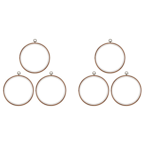 Kit de bordado com 6 aros circulares de 26 cm (10 polegadas) sem bastidor, imitação de madeira.