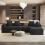 Corduroy Right L-Shaped Modular Sofa With Cup Holder, Black 1