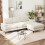 Convertible Sectional Couch Chenille 4 Seater L-Shaped Sofa Set Beige 1