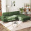 Convertible Sectional Couch Chenille 4 Seater L-Shaped Sofa Set Green 1
