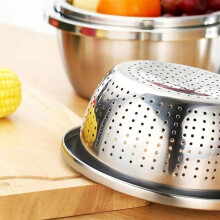 Passoire en acier inoxydable 304 de 28 cm (11 po) avec bol, lot de 2, panier égouttoir de cuisine avec bassin pour légumes, fruits, pâtes,