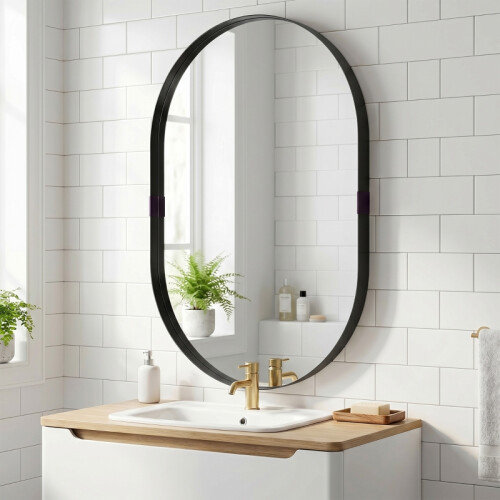 Black Wall Mirror 60x90cm Aluminium Frame 1