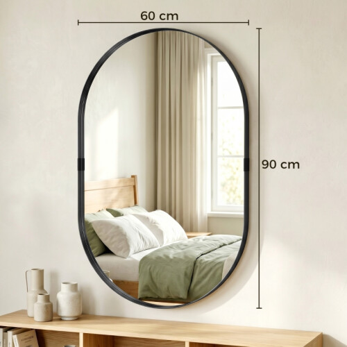 Black Wall Mirror 60x90cm Aluminium Frame 2