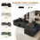 Corduroy Right L-Shaped Modular Sofa With Cup Holder, Black 8