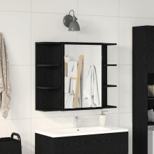 vidaXL | Spiegelschrank | mit Regal Schwarz Eichen-Optik 80 x 20,5 x 64 cm